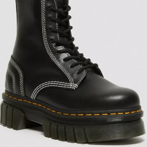 Dr martens AUDRICK WHITE STITCH LEATHER PLATFORM LACE UP BOOTS - Picture 9 of 15